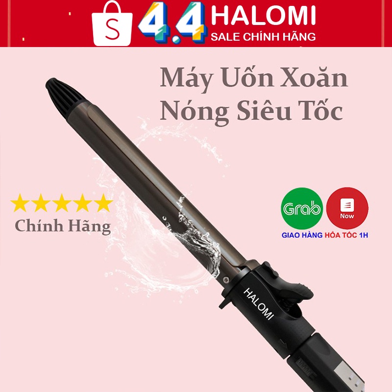 Máy uốn xoăn tóc trục thép chính hãng HALOMI cao cấp 5 mức nhiệt nóng siêu tốc chuyên dùng làm tóc
