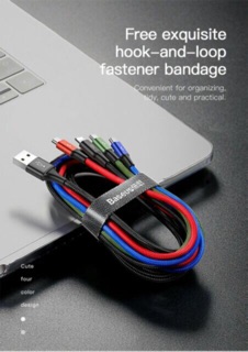 Dây Baseus sạc nhanh 4 in 1 (1 samsung+1 iphone+2 Type-C)