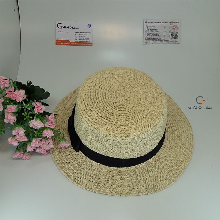 SALE - Mũ cói thời trang đi biển đi biển nữ thời trang nơ to cao cấp GIATOT.shop