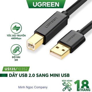 Dây máy in usb 2.0 chuẩn a đực sang chuẩn b đực, dài từ 1-5m ugreen us135 - hàng chính hãng