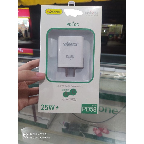 Cóc sạc nhanh 25W PD58 có 2 đầu vào:Micro USD,Type-c
