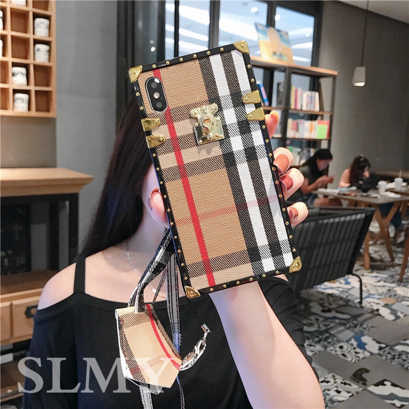 Ốp Điện Thoại Hình Vuông Họa Tiết Kẻ Sọc Kiểu Cổ Điển Cho iphone 15 14 13 12 11 pro max xs max xr 6 6s 7 8 7plus 8plus