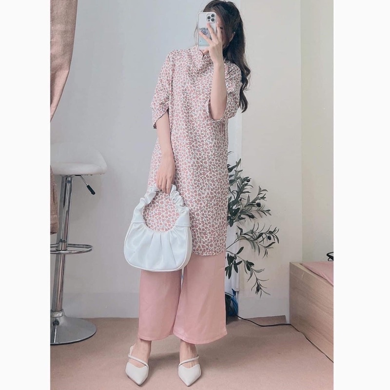 Váy nhung phối cổ dáng xuông mặc Tết cực xinh TTR50 Áo dài chơi Xuân | BigBuy360 - bigbuy360.vn