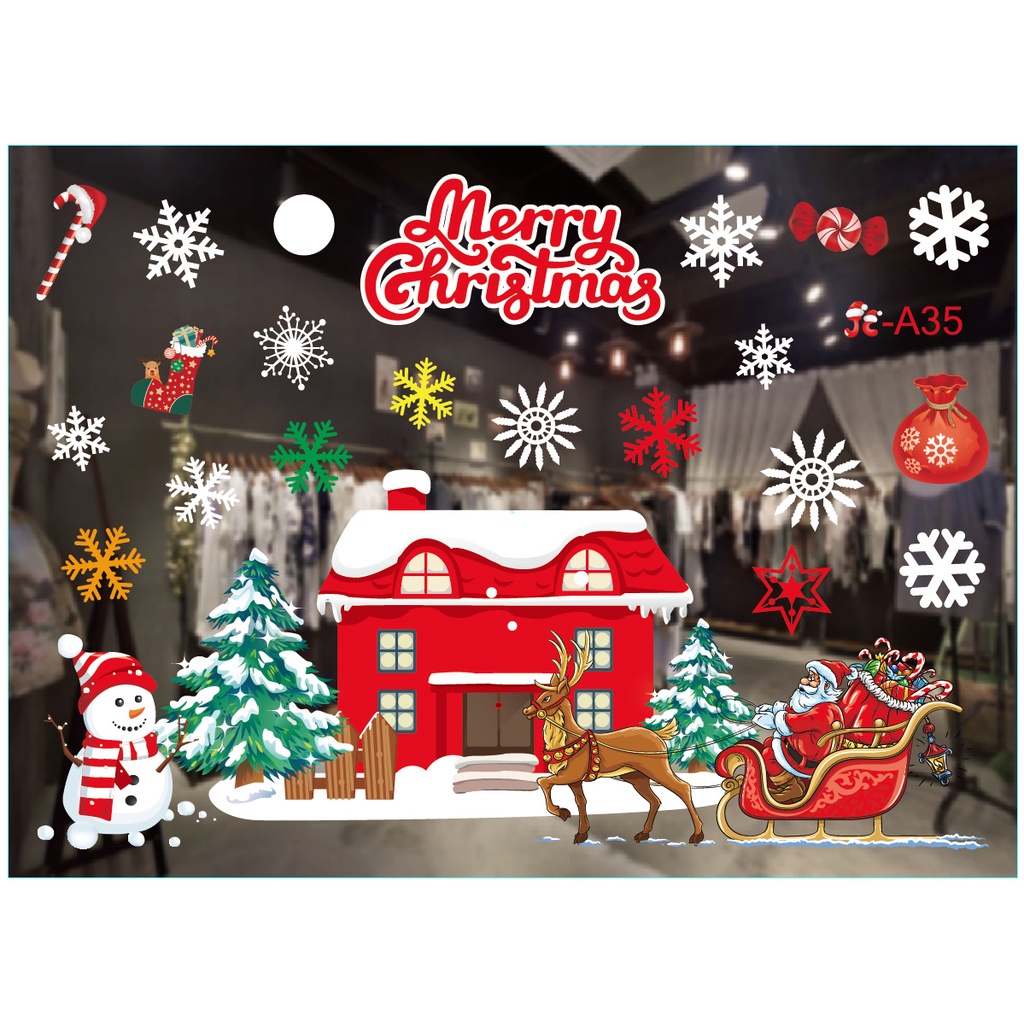 Decal Hít Tích Điện Trang Trí Giáng Sinh Noel Dán Tường Dán Cửa Kính ❤️ FREESHIP❤️ Set 2 Tờ Decal ❤️ Momomart | BigBuy360 - bigbuy360.vn