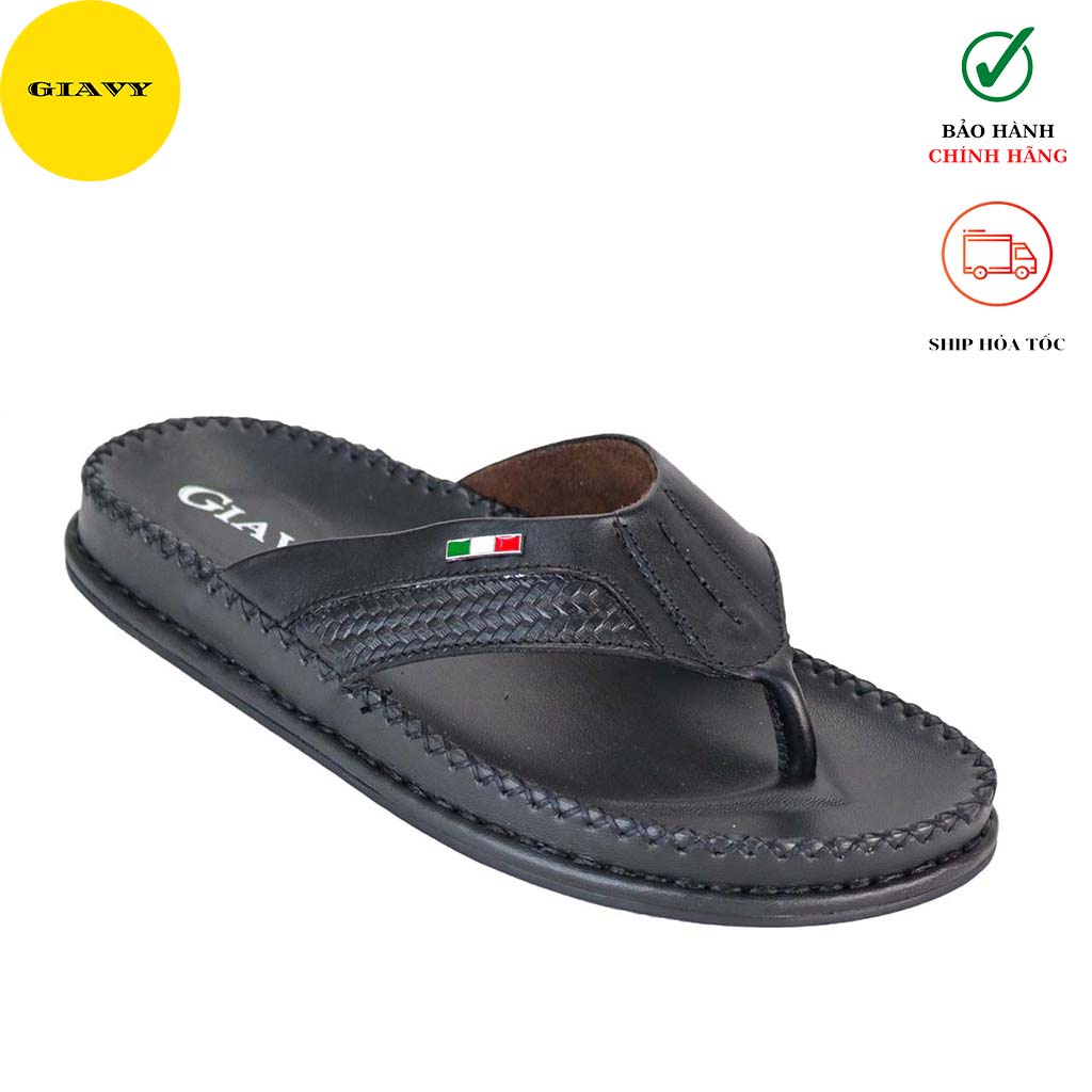 Dép kẹp nam quai da, đế viền chỉ thời trang DT807 - GIÀY GIAVY