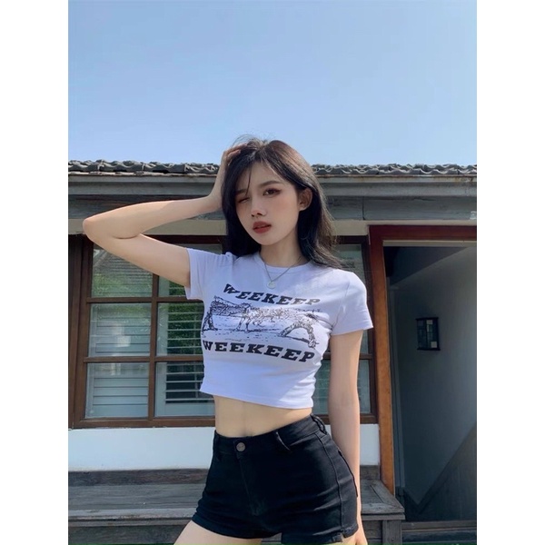 ÁO CROPTOP TAY NGẮN IN HÌNH THUN MÁT LẠNH Chizi Shop