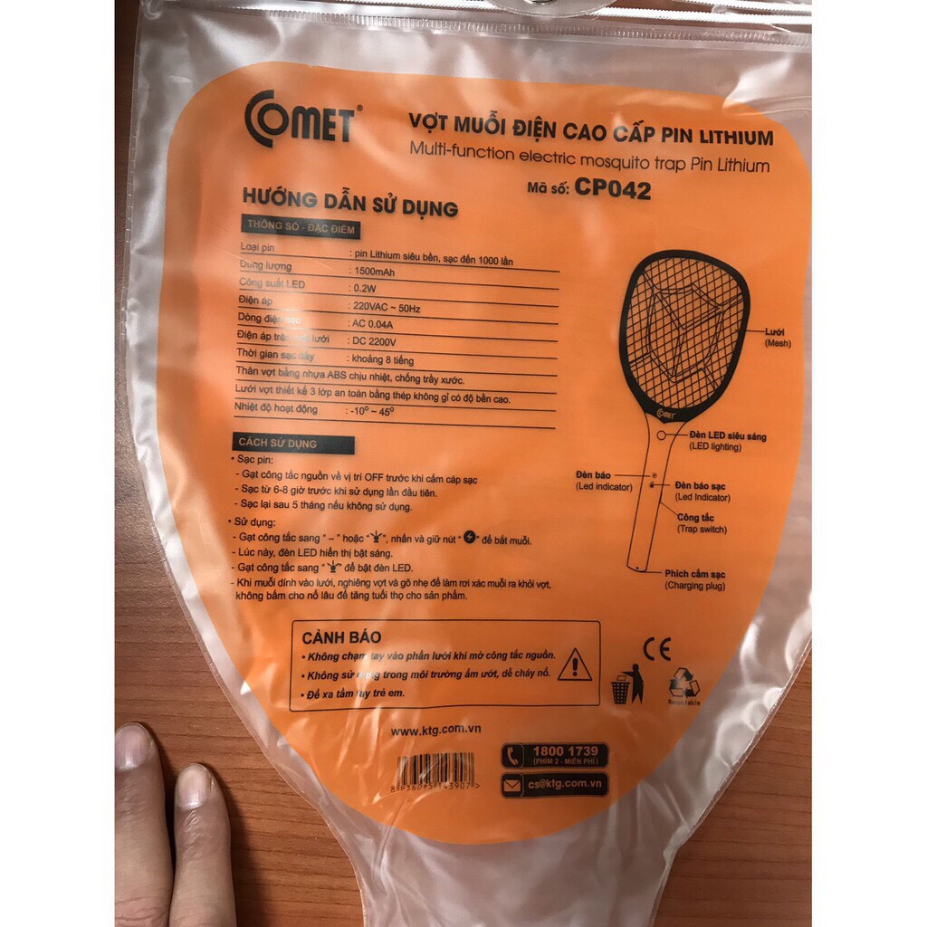Vợt Muỗi Comet CP042 Cây Vợt Muỗi Điện Áp Cao Cấp Hàng Chính Hãng Tiện Lợi Cực Hot