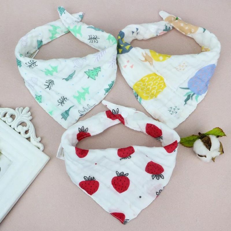 Set 5 yếm xô OGANIC 6 lớp có cúc bấm siêu thấm siêu kute cho bé