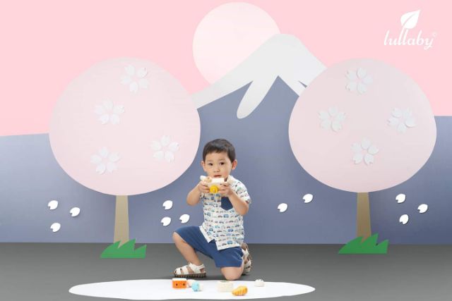 Bộ bé trai cúc giữa Lullaby BST Poplin 2019 hình oto