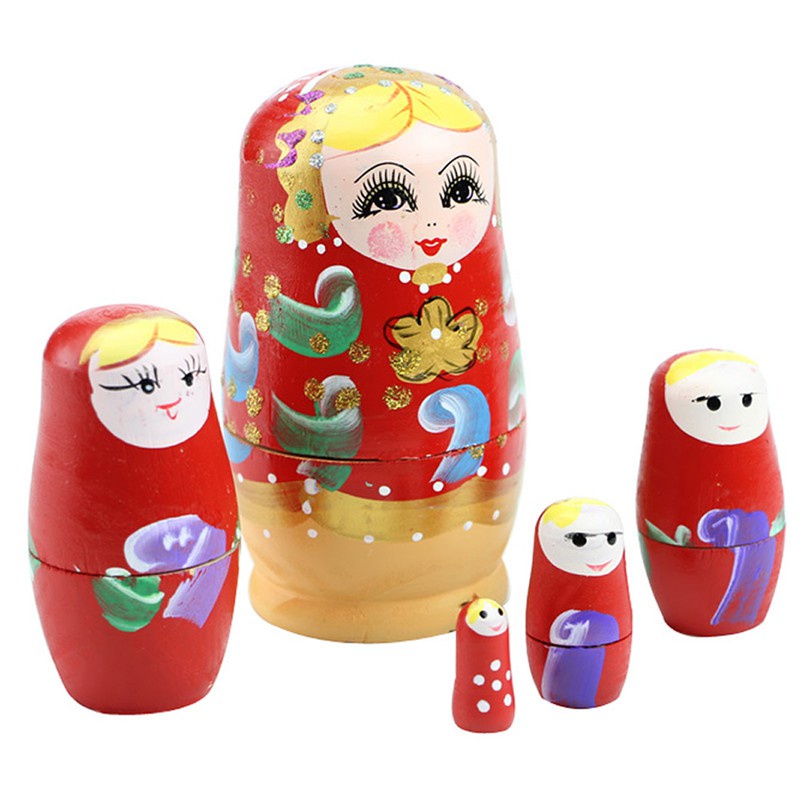 Bộ 5 Búp Bê Nga Matryoshka Bằng Gỗ Thiết Kế Độc Đáo