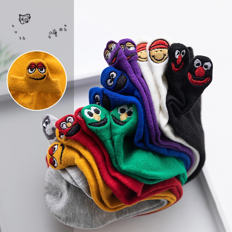 Đôi vớ cotton cổ thấp in họa tiết hoạt hình vui nhộn thời trang cho nam và nữ