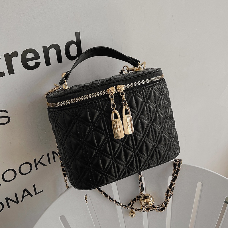 Túi Xách JASMIN NOIR Bucket Họa Tiết Sọc Caro Phối Dây Xích Sang Trọng Cho Nữ