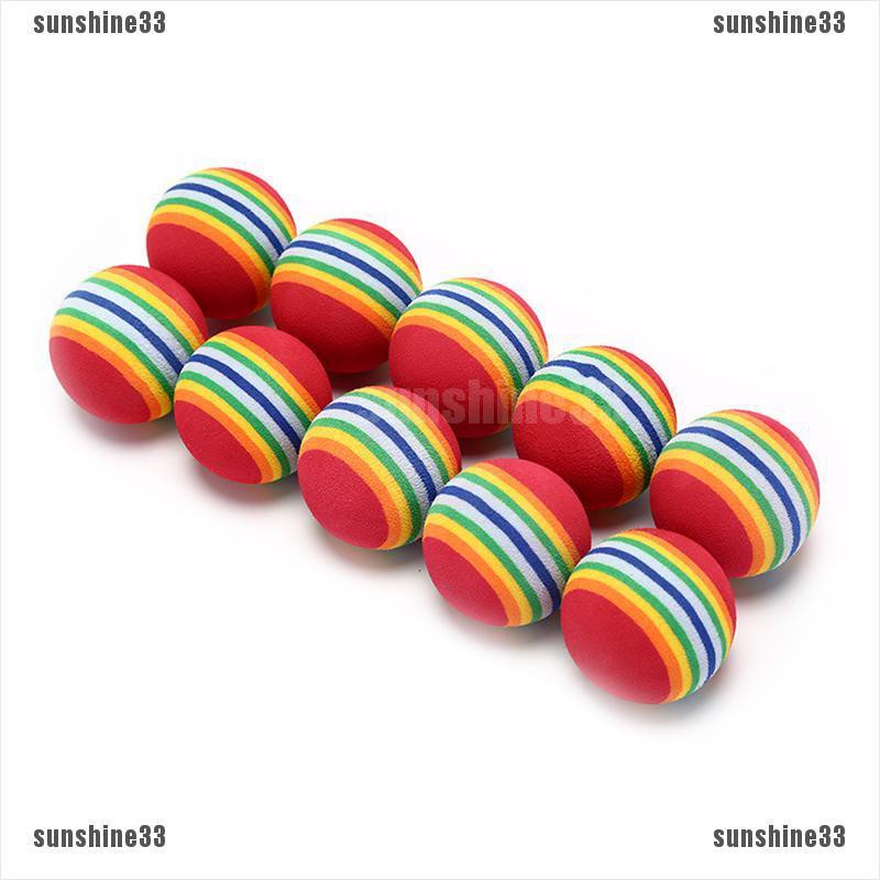 【COD•suns】10Pcs Rainbow Stripe foam Sponge Golf Balls Swing Practice Training