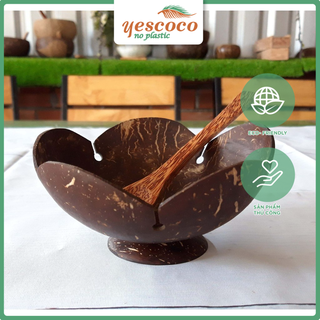 Dĩa Hoa Gáo Dừa có đế đựng mứt tết YESCOCO XƯỞNG SX