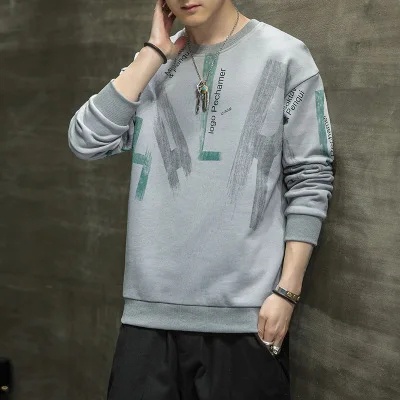 Áo thun sweater tay dài cổ tròn in hình cá tính thời trang thu đông mới dễ phối đồ cho nam