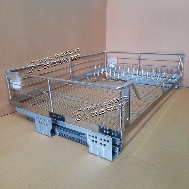 Kệ âm tủ bếp dưới Inox 304 - Kệ inox 304 âm tủ dưới ray kéo KATD