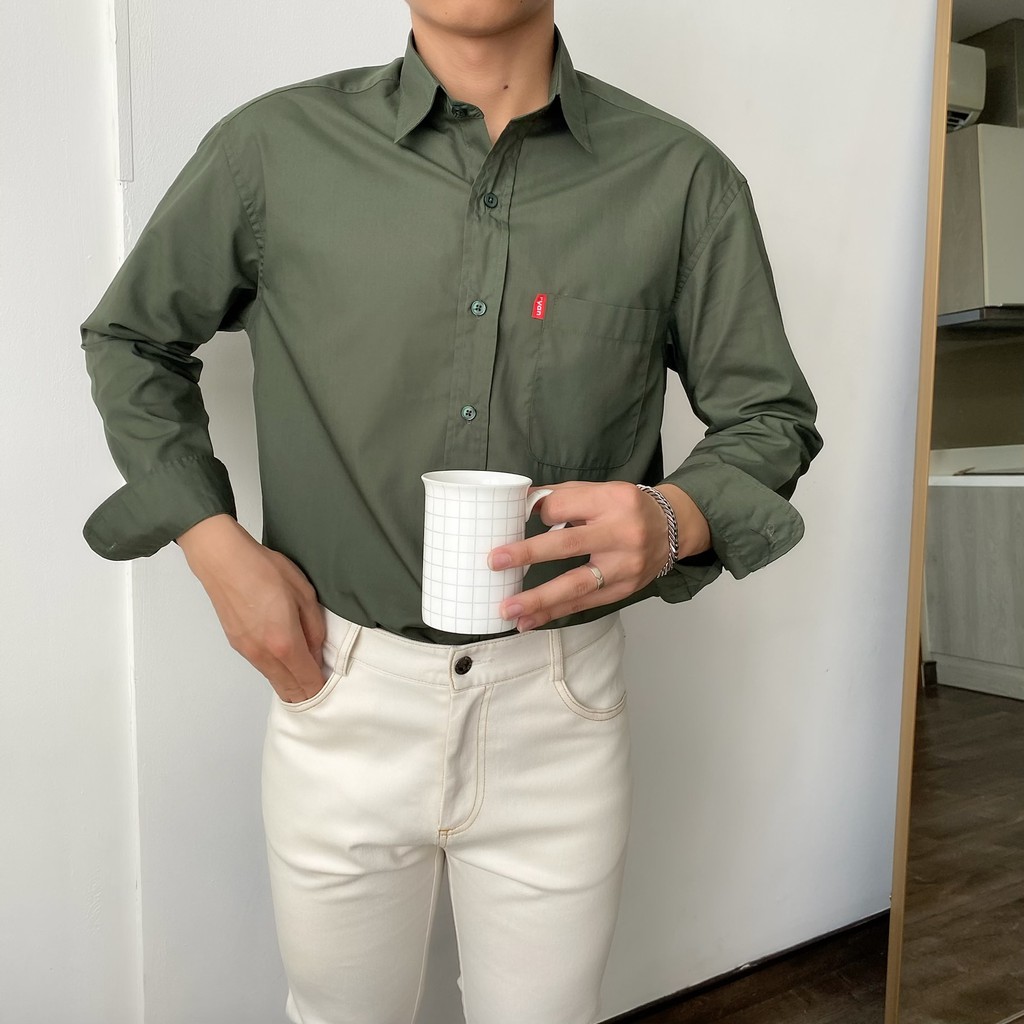 Áo sơ mi nam dài tay trơn đen, trắng, xanh RYAN cổ basic form rộng Hàn Quốc  chất sơ mi cotton cao cấp - Benn shirt | BigBuy360 - bigbuy360.vn