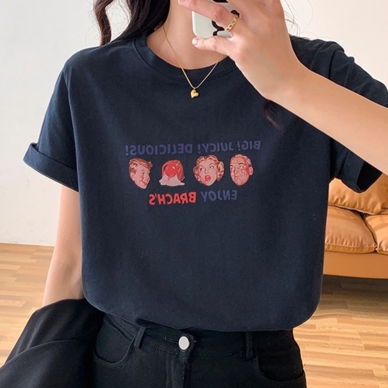 Áo Thun Ngắn Tay In Hình Cá Tính Thời Trang 165282  Áo Thun Cotton Thiết Kế Đơn Giản Dễ Phối Đồ Thời Trang Mùa Hè Năng Động