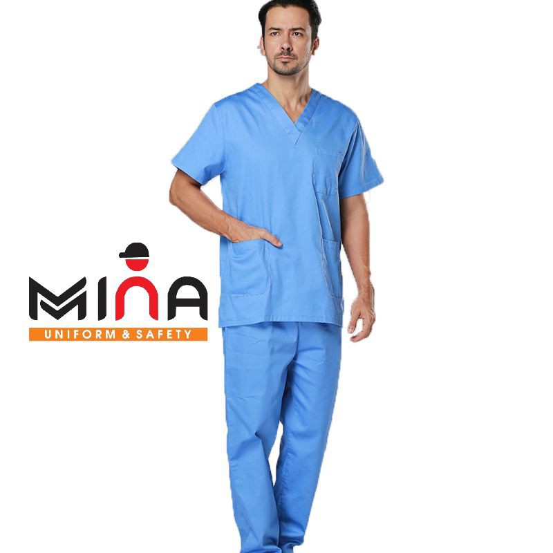Bộ scrubs bác sĩ, quần áo y tế phòng mổ, đồng phục phẫu thuật - Màu Xanh dương