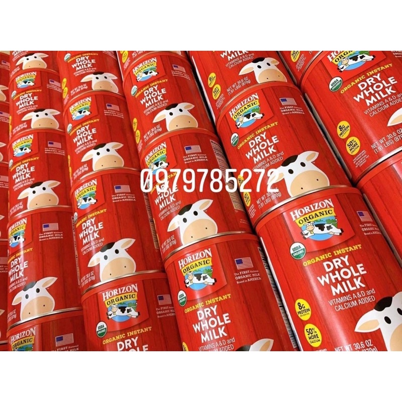 Sữa tươi HORIZON ORGANIC Dry Whole Milk nguyên kem dạng bột 870g hàng Air Mỹ