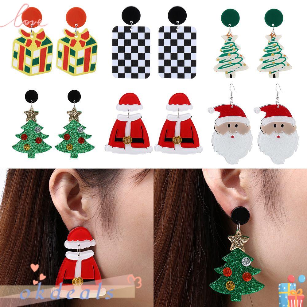 Bông Tai Acrylic Hình Người Tuyết Chuông Giáng Sinh Thời Trang