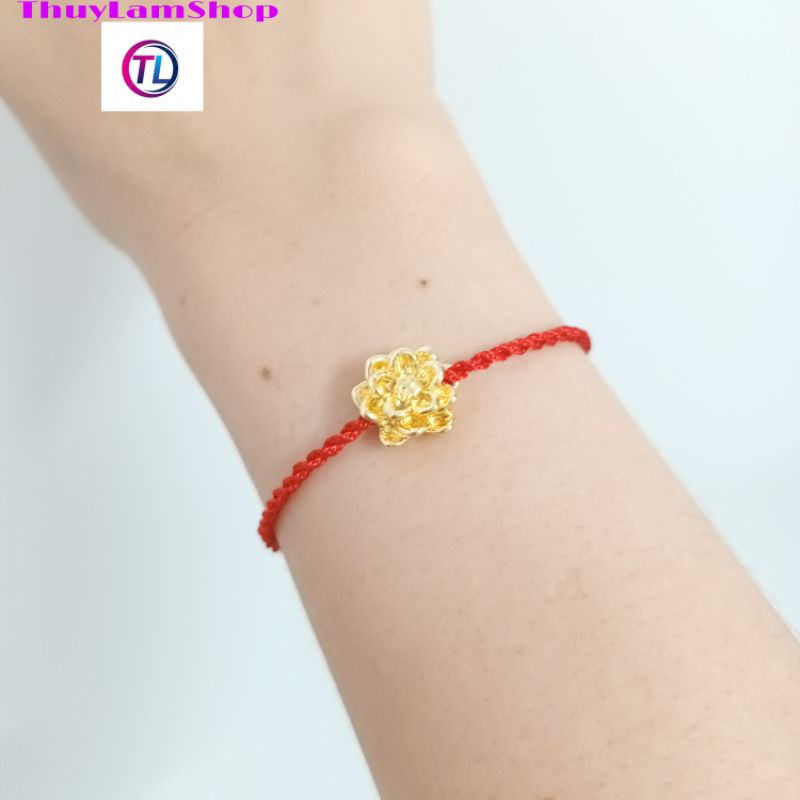 Vòng chỉ đỏ Mix bông sen vàng bình an may mắn