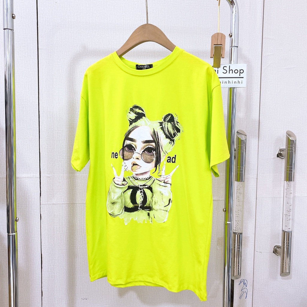 Áo phông in hình cô gái áo hồng form to thụng dáng dấu quần AS7132 - NhiNhi Shop