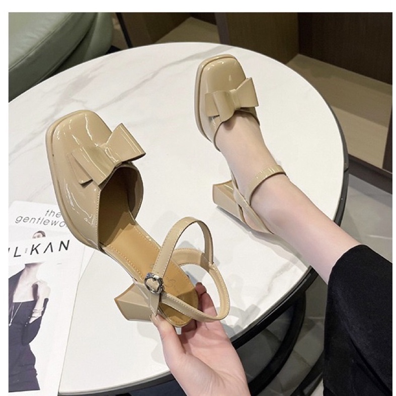 Order _ Giày cao gót mũi vuông đế trụ nữ 2 màu siêu xinh