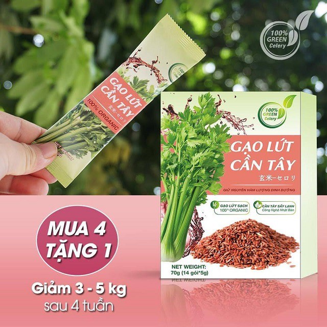 [Mua 4 tặng 1] Bột gạo lứt cần tây, kết hợp gạo lức cần tây nhân đôi hiệu quả, giảm cân tiêu mỡ vượt bậc