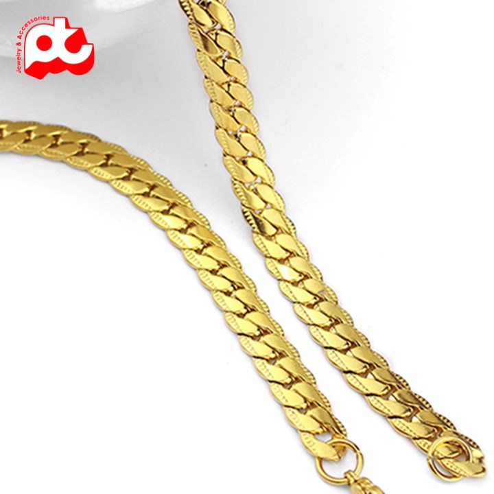 Dây chuyền thép không gỉ nam cao cấp đẹp kiểu lặc khít chạm 2 bên PT JEWELRY kích cỡ 9mm màu mạ vàng PTDCNA59