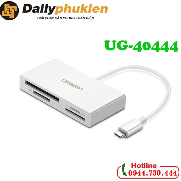 Bộ chuyển đổi USB-C sang đầu đọc thẻ nhớ 4 cổng Micro SD/SD/CF/MS UGREEN 40444 dailyphukien