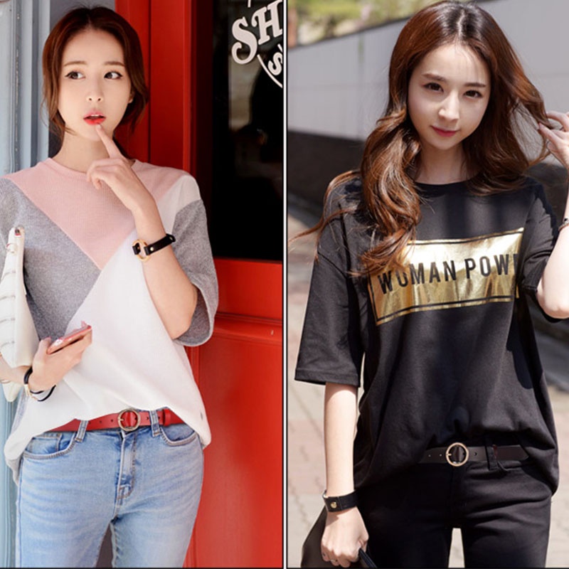 Dây thắt lưng da giả có khóa cài tròn kim loại phong cách đơn giản thời trang dành cho nữ