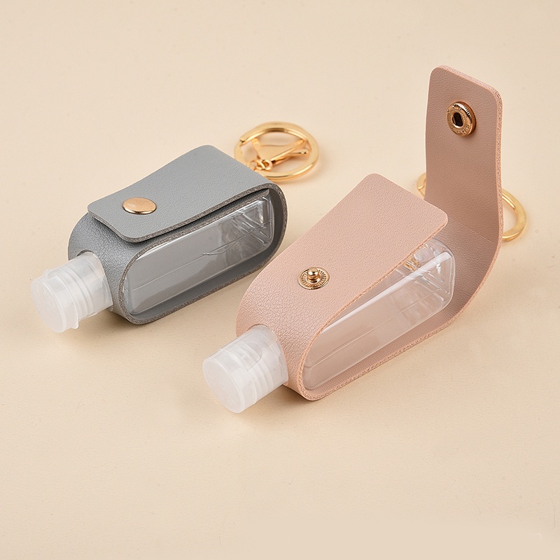 30ml Mini Silicone Hand Sanitizer Bottle Leather Holder with Dispenser Containers Spray Bottle