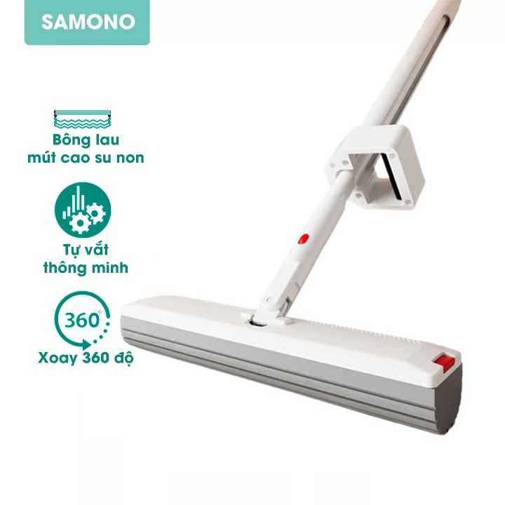Cây lau nhà Samono SCM010 tự vắt thông minh đầu vắt xốp PVA cao cấp tay cầm inox