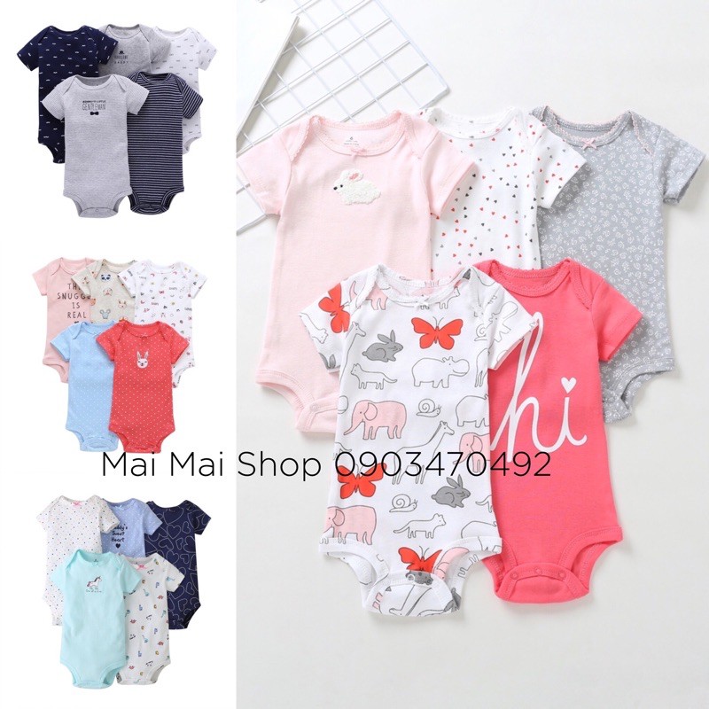 Body chip cộc tay cho bé 0-24 tháng ( 01 chiếc bodysuit cotton hè, thấm mồ hôi)