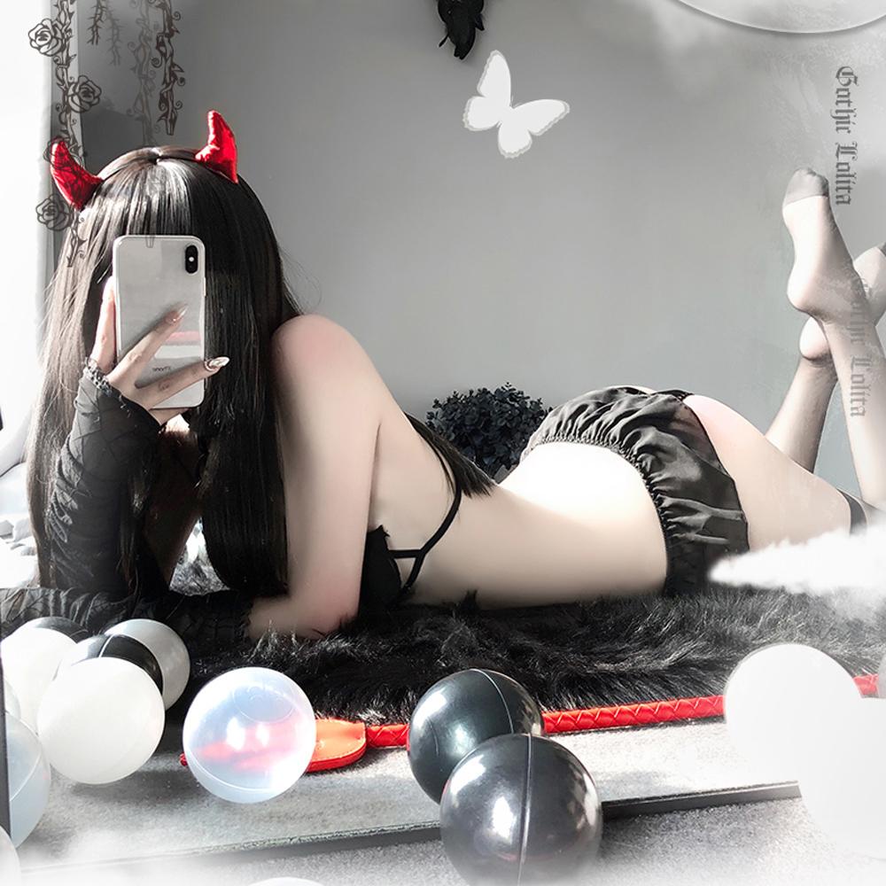 Set Đồ Lót Chiffon Hóa Trang Kiểu Nhật Hàn Kèm Băng Đô Cài Tóc Gợi Cảm