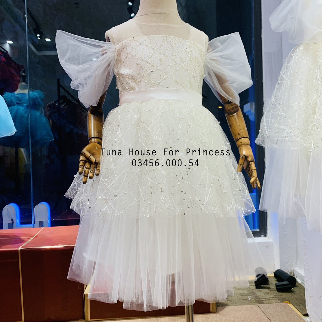 [Sẵn size 8-35kg] Váy đầm xoè công chúa thiết kế cho bé gái Sydney sequin lấp lánh - Tuna House For Princess
