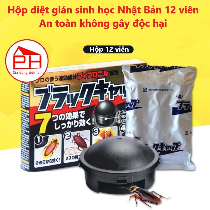 (Bán sỉ) Hộp diệt gián Nhật Bản 12 viên hoàn toàn không gây độc hại, chỉ diệt dán (Loài máu trắng)