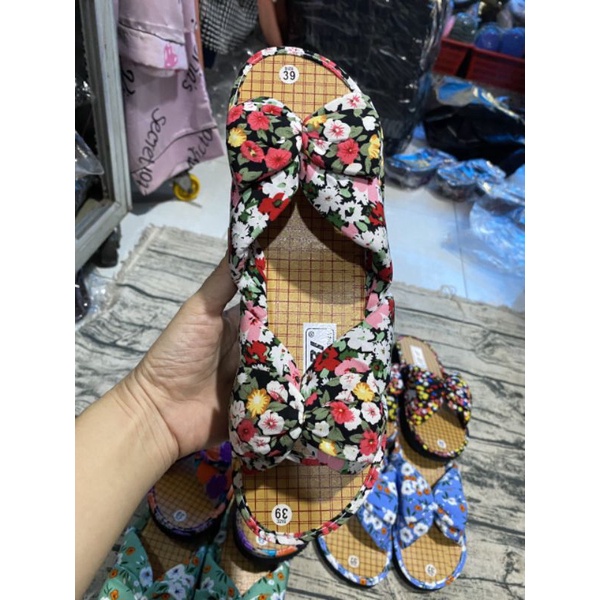 DÉP XỐP QUAI NƠ VẢI MANG TRONG NHÀ ÊM CHÂN MỀM MẠI 36_40