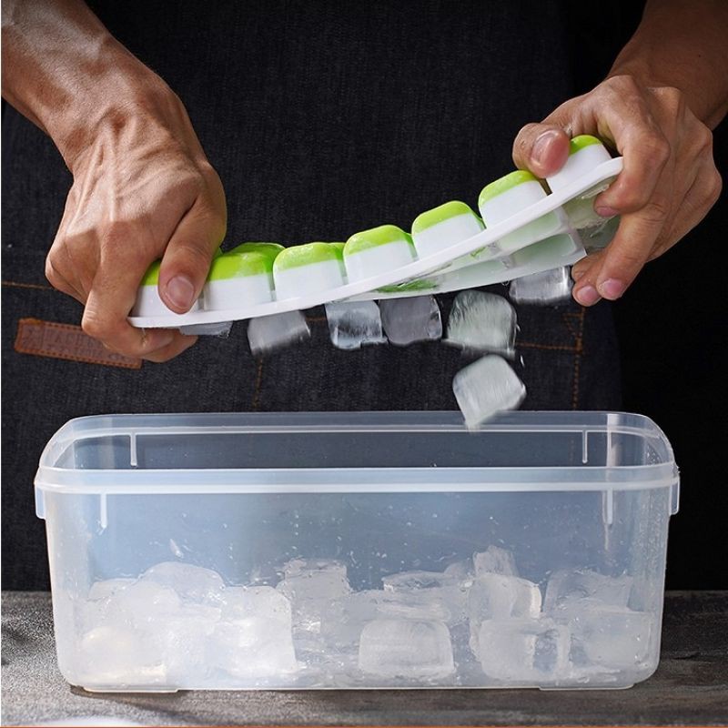 Khay Làm Đá, Trữ Đông,Bảo Quản Đồ Ăn Dặm, Khay Làm Đá Đáy Silicon Có Nắp Đậy An Toàn Tiện Dụng (t10,q10)