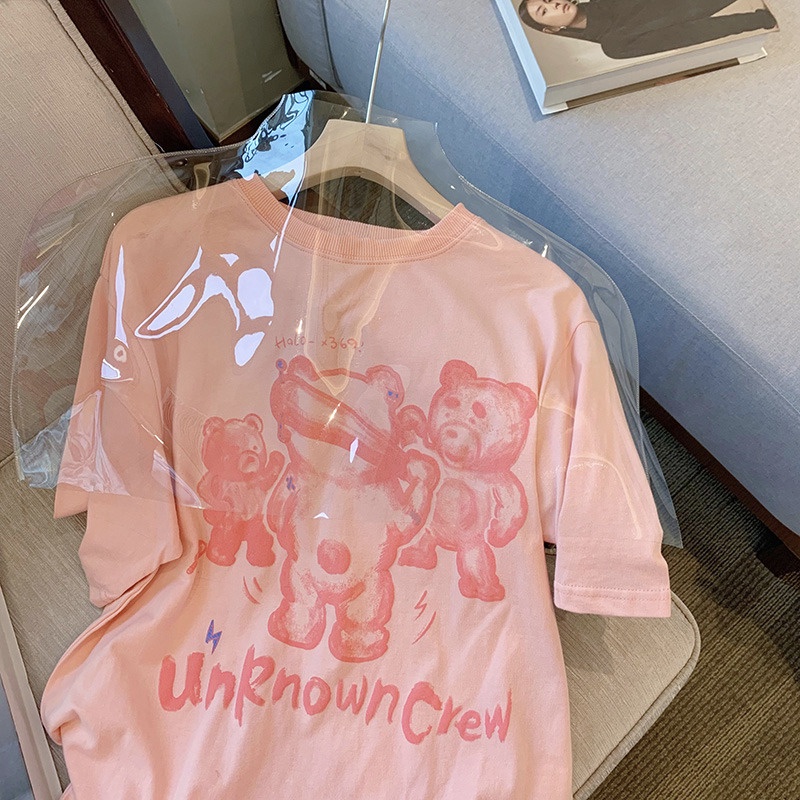 Áo thun HIIXIIVI 100% cotton tay ngắn cổ tròn in hình phong cách Hàn Quốc thời trang mùa hè 2022 dành cho nữ