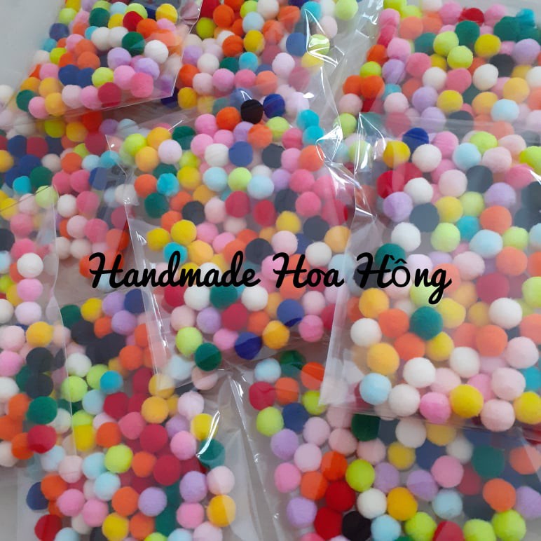 100 hạt bông PomPom / hạt bombom, có nhiều màu