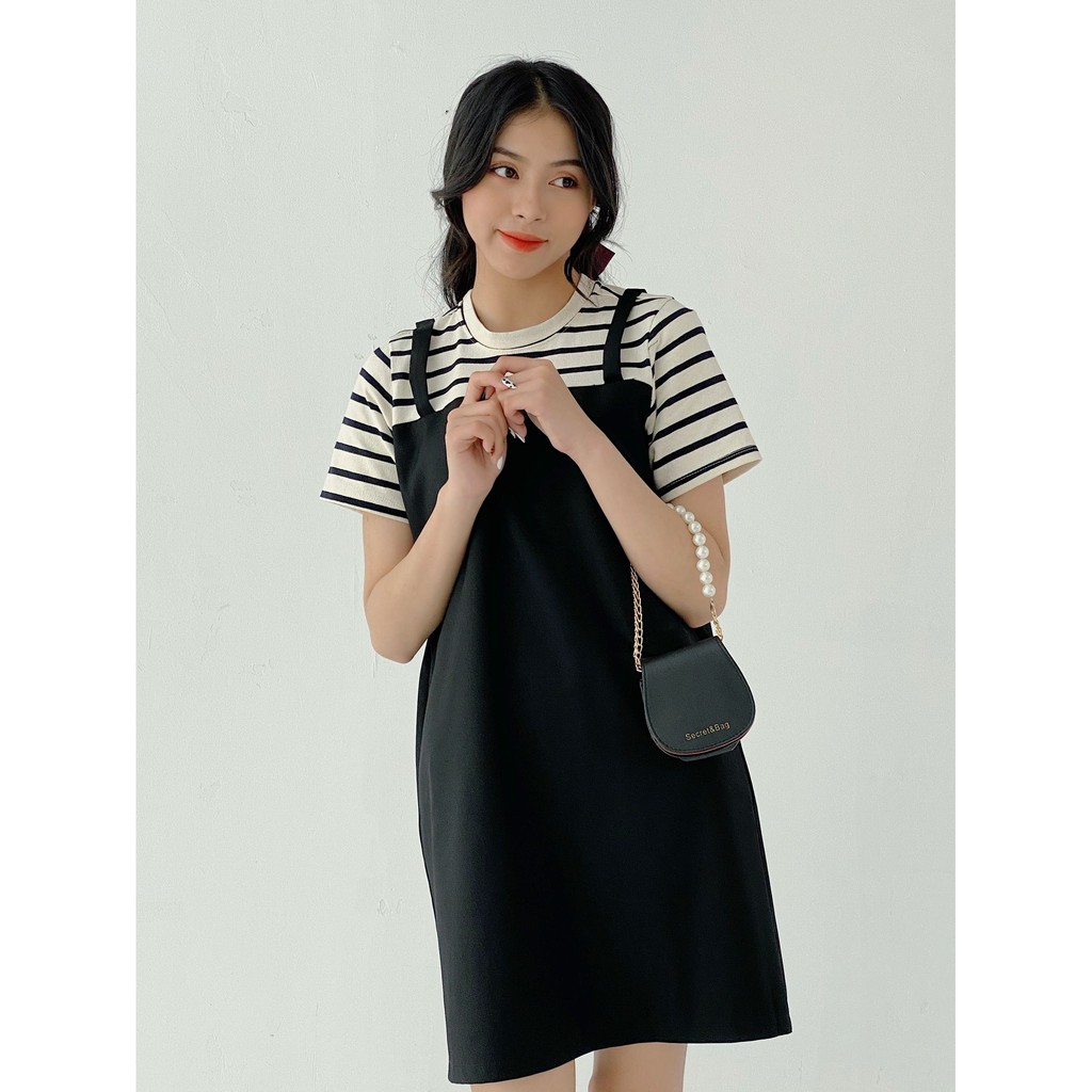 TUBYCATU | Đầm yếm đen + thun sọc | BigBuy360 - bigbuy360.vn