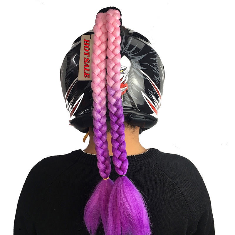 Mũ Bảo Hiểm Đuôi Ngựa Giả Thắt Bím Tóc Đuôi Ngựa Trang Trí Mũ Bảo Hiểm