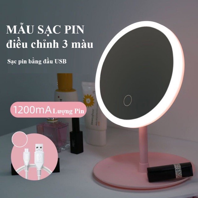 [HOTDEAL] GƯƠNG TRANG ĐIỂM CÓ ĐÈN LED hình tròn - tích hợp cảm ứng - 3 mức sáng