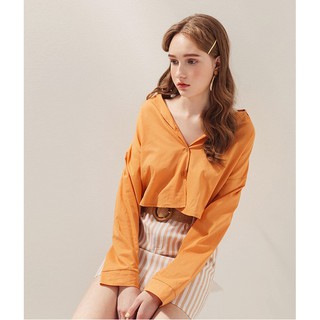 Áo sơ mi cổ vest dáng crop top nữ air space 2010121035