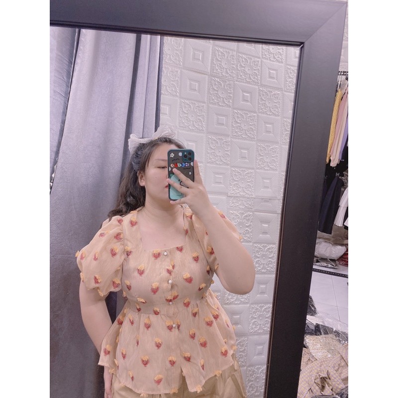 Áo babydoll hoa nổi [ TNT Shop Bigsize 60kg - 90kg ] Ảnh thật 100%