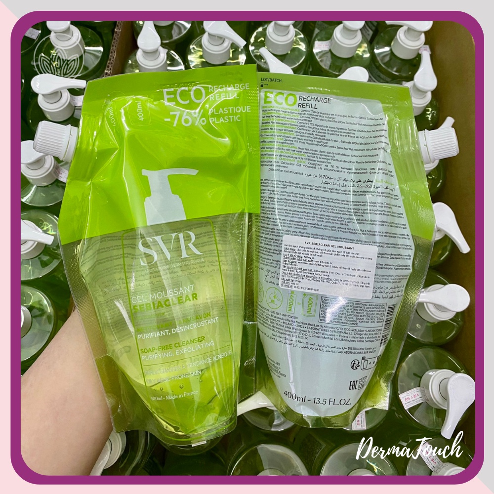Gel rửa mặt SVR Sebiaclear Gel Moussant  da dầu mụn 55mL- 200mL - 400mL - Túi Refill 400ml - Hàng Chính hãng có tem Cty