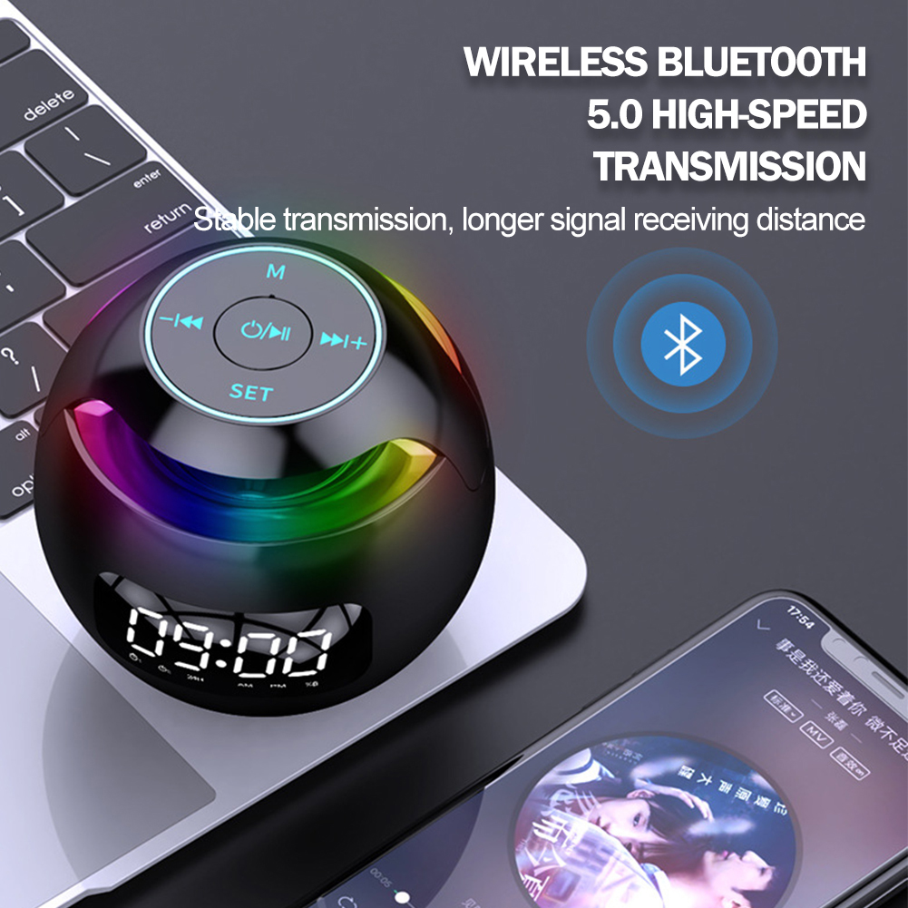 Loa mini Cột di động Loa Bluetooth Hộp âm thanh với màn hình LED Đồng hồ báo thức Hifi TF Card Nghe nhạc MP3