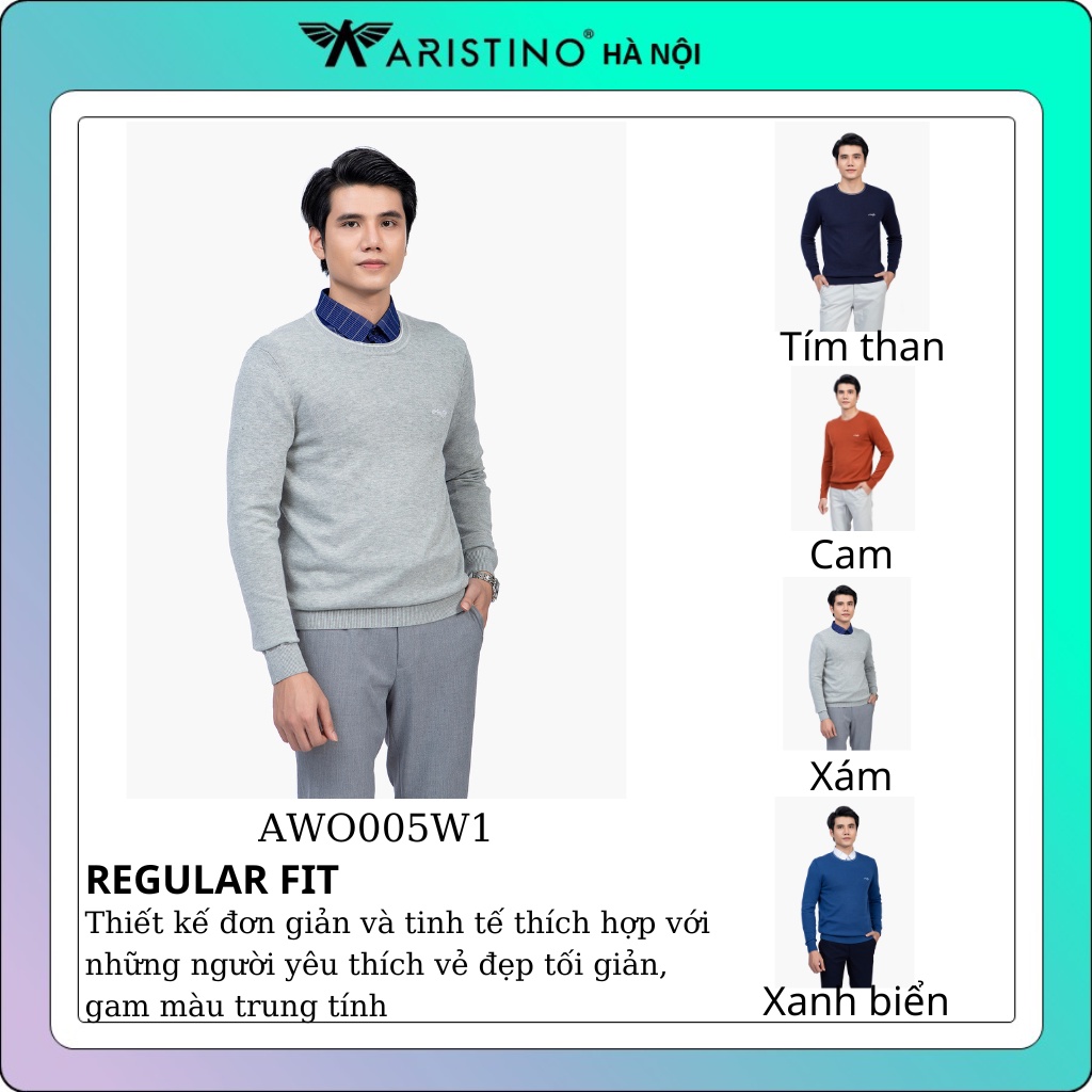 Áo len nam Aristino  thiết kế đơn giản  chất mềm mại thoáng khí AWO005W1